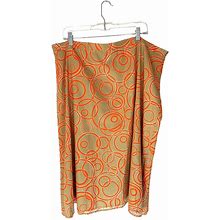 Ashley Stewart Skirts | Ashley Stewart Orange Tan Cotton Full Knee Length Skirt Size 22 | Color: Orange/Tan | Size: 22