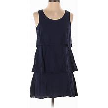 Mango Casual Dress - A-Line Scoop Neck Sleeveless: Blue Print Dresses - Women's Size 2