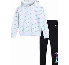 Reebok Girls' Sweatsuit Set - 2 Piece Hoodie Sweatshirt And Leggings - Youth Clothing Set For Girls (7-12)