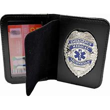 Deluxe Emergency Medical Technician EMT Silver Badge (Badge + Leather Case)