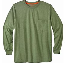 Men's Big & Tall Heavyweight Crewneck Long-Sleeve Pocket T-Shirt By Boulder Creek In Heather Moss (Size 2XL)