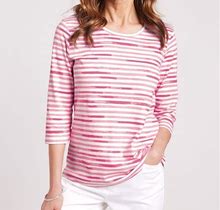 Blair Women's Essential Knit Three-Quarter Sleeve Tee - Pink - PXL - Petite