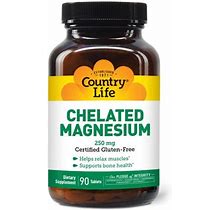 Country Life Chelated Magnesium Tablets 250Mg 90 Count Certified Gluten Free Certified Vegan