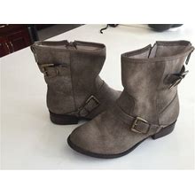 Mia Misty Mid Calf Buckle Boots Beige Brown Gray Size 8