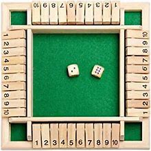 BSUS Classics 4 Sided Large Wooden Board Game, Shut The Box Dice Game (2-4 Players) For Kids + Adults [2 Shut-The-Box Rules], Strategy Risk Managemen