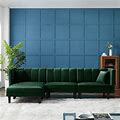 LCH Elegant Velvet Upholstered Sectional Sofa L-Shaped Button Tufted Nails Decor Sofa With 2 Pillows Convertible Sleeper Couch Bed W/Reversible
