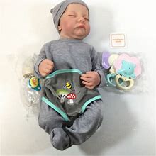 JIZHI Gray 17 Inch Lifelike Realistic Newborn Reborn Baby Doll For Ages 3+