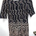 Danny & Nicole Dress 6 Black Taupe Dots Back Zip Polka Cocktail Casual - Women | Color: Brown | Size: S