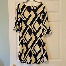 Luxology Dresses | Black And Cream Geometric Print Dress | Color: Black/Cream | Size: 12
