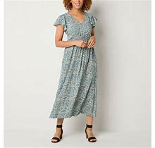 Frye And Co. Short Sleeve Paisley Maxi Dress | Green | Womens X-Small | Dresses Maxi Dresses | Spring Fashion