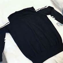 Venus Sweaters | Cold Shoulder Striped Sleeved Sweater - New (Size M) | Color: Blue/White | Size: M