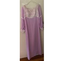 Vintage Bridesmaids Maxi Dress Fairytale Dress Lavender, Lace Bodice And Cuffs, Cute Daisy Ring Around The Elbows Alden's Size 11/12