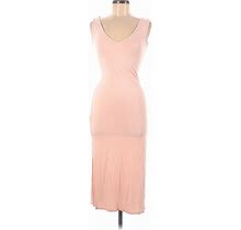 Boohoo Casual Dress - Midi Scoop Neck Sleeveless: Pink Print Dresses - Women's Size 6