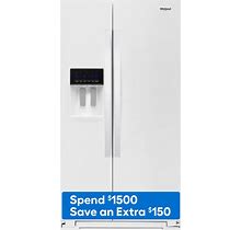 Whirlpool 20.6-Cu Ft Counter-Depth Side-By-Side Refrigerator With Ice Maker, Water And Ice Dispenser (White) | WRS571CIHW