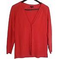 Talbots Women's Sweater Size Petite Small Red Knit Button Front