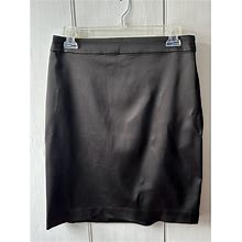 Tadashi Shoji Skirts | Tadashi Shoji Women's Black Shiny Pencil Stretch Skirt Size 8 Satin | Color: Black | Size: 8