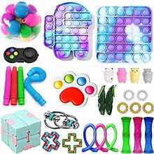 Fidget Toys Pack Cheap 30 Pack Fidget Toy Set Cheap With Dimple Digit, Sensory Fidget Toys Pack For Kids Adults, Fidget Box With Push Pop Bubble Stress Reliever Anxiety Relief Sensory Toy (30Pack G)