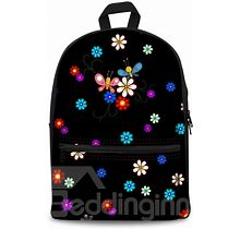 3D Kids School Backpack For Boys & Girls Flowers And Butterflies With Black Bottom Color Print Design From Beddinginn