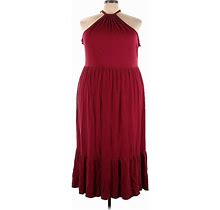Caslon Casual Dress - Midi Halter Sleeveless: Burgundy Dresses - Women's Size 3X