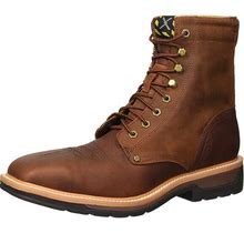 Twisted X Men's 8" Steel Toe Lite Western Work Lacer - Hard Construction Lace-Up Full-Grain Leather Boots - Safety Traditional Western Boots For Men