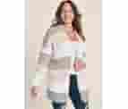 Women's Cozy Striped Cardigan - Blush Multi, Size 2X By Venus