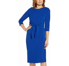 Adrianna Papell Women's Tie-Front 3/4-Sleeve Crepe Knit Dress - Violet Cobalt