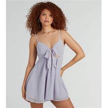 Windsor Fall For You Swiss Dot Chiffon Babydoll Dress In Lavender | Size: XS