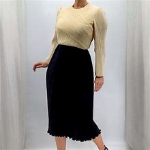 Talbots Dresses | Talbots Vintage 80S Minimalist Structured Plisse Colorblock Made In Usa Dress | Color: Black/Cream | Size: 6