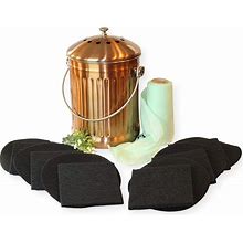 Kitchen Compost Pail Bin For Countertop Large Decorative Copper 1.3 Gallon Food