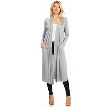 Moa Collection Women's Solid Casual Lightweight Loose Fit Pocket Open Front Knit Cardigan