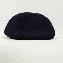Vintage Accessories | Vintage Cabbie Hat 100% Wool Newsboy Cap Navy Blue Made In Usa Size Medium | Color: Blue | Size: Medium