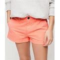 Superdry Ladies Slim Fit Logo Patch Chino Hot Shorts - Orange - Mini Shorts Size 10