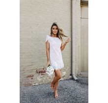 Bb Dakota Fast Lace Environment Dress Ivory White Mini Short Sleeve 4