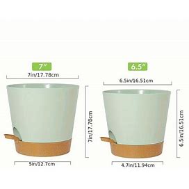 1 Set, Green Plant Pots Set, Self Watering Plastic Planters With Deep Reservior And High Drainage Holes For Indoor Outdoor,Green,Must-Have,Temu