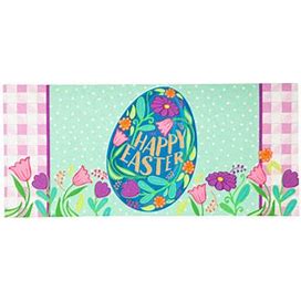 Evergreen Enterprises, Inc Spring Holidays Happy Easter Sassafras Switch Door Mat Plastic In Blue/Green/Pink | 22 H X 10 W X 0.25 D In | Wayfair