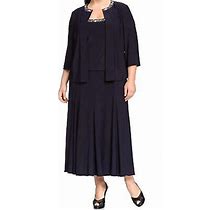 Alex Evenings Women's Plus Size 2 Piece Tea Length Jacket Dress With