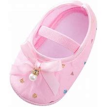 Towed22 Baby Girls Mary Jane Flats Floral Princess Wedding Dress Shoes Soft Crib First Walkers Prewalker 4,Pink