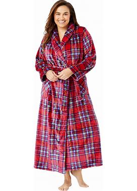 Plus Size Women's Microfleece Wrap Robe By Dreams & Co. In Classic Red Plaid (Size 22/24)