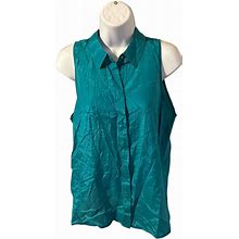 Ann Taylor Petite Green Sleeveless Silk Blend Size 4P Blouse