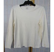 Blair Ivory Round Neck Long Sleeve Cotton/Polyester Top Women's Size