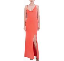Laundry By Shelli Segal Women's Asymmetrical Cowlneck Maxi Dress - Coral - Size 8