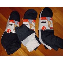 Men's Cushioned Quarter Top No-Nonsense Socks Black White 9 Pair New