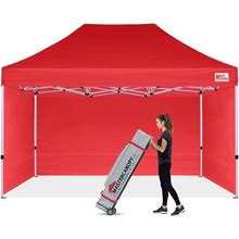 MASTERCANOPY Heavy Duty Pop-Up Canopy Tent With Sidewalls (10X15,Red)