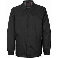 Men S Lightweight Water Resistant Button Up Nylon Windbreaker Coach Jacket (Black 5XL)