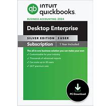 Intuit Quickbooks Desktop Enterprise Silver, 2024, 3 Users, 1-Year Subscription, Windows Compatible, ESD