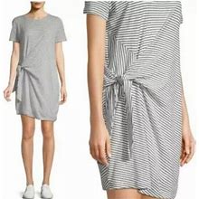 Vince Dresses | Vince Stripe Side Tie T-Shirt Dress Size Medium Women's | Color: Black/White | Size: M