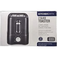 Kitchensmith 2 Slice Toaster 7 Toast Shade Extra Wide Slots Black