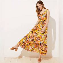 Loft Dresses | Loft Floral Paisley Belted Flounce Maxi Dress | Color: Pink/Yellow | Size: S