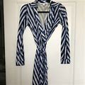 Diane Von Furstenberg Dresses | Dvf Silk Wrap Dress Long Sleeve | Color: Black/Blue | Size: 0
