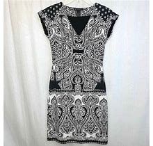 INC International Concepts Black & White Paisley Dress XS